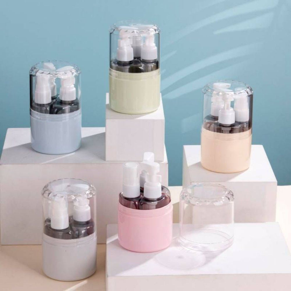 Kit 3 Frascos Spray Pote Creme Líquido Shampoo Perfume Álcool Plástico Recipiente Higiene