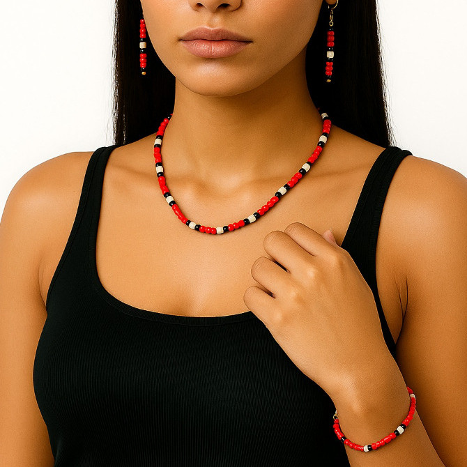 Conjunto Bijuteria Ajustável Colar ,Brinco e Pulseira Personalizado - Resistente - Várias cores em Oferta na Shopee