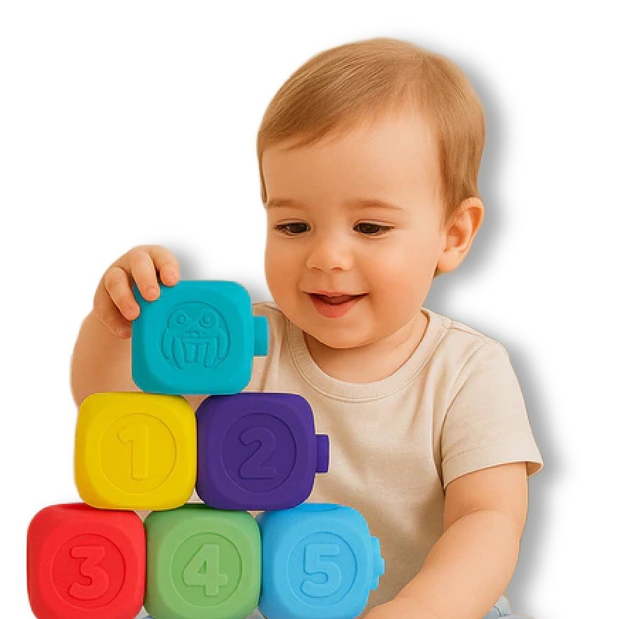 Cubo Vinil Didático Tchuco Baby 6 Peças  Brinquedo Infantil - Samba Toys -