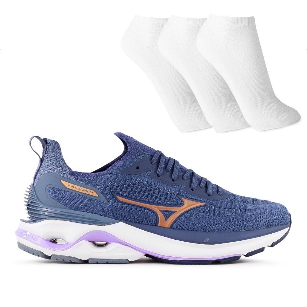 Tênis Mizuno Wave Mirai 7 Feminino + 3 Pares de Meias