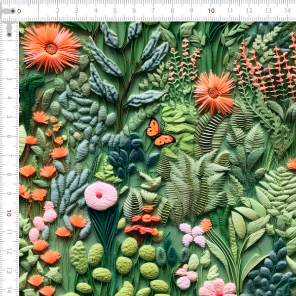 Tecido Tricoline Digital 3D Jardim Denso Costura Pano DIY Patchwork Artesanato Quilt Ateliê