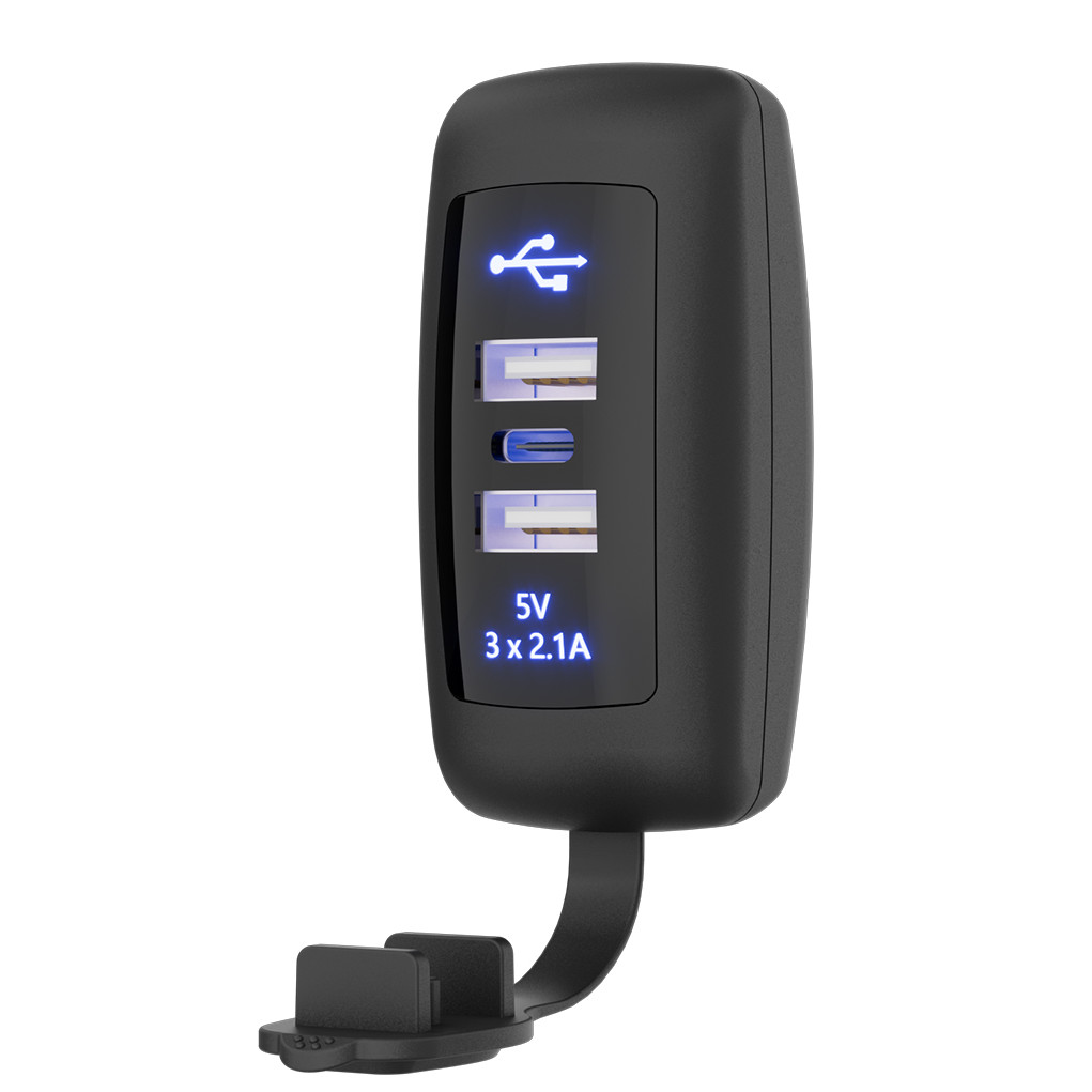 Tomada 2 Saídas USB 1 Saida USB-C 3x2.1A Sobrepor KLX AZUL
