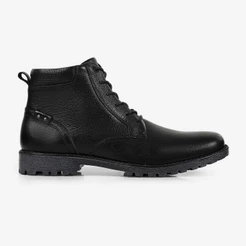 Coturno Masculino Couro Legítimo Ferracini Zíper Lateral Cross Sola Tratorado Preto 9953-517A