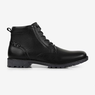Coturno Masculino Couro Legítimo Ferracini Zíper Lateral Cross Sola Tratorado Preto 9953-517A