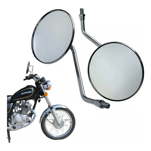 Par Espelho Retrovisor Intruder 125 / 250 Aço Lente Convexa