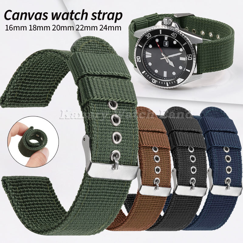 Pulseira De Relógio De Lona De Náilon Universal 16mm 18mm 20mm 22mm 24mm Tecido Macio Esportivo Militar Masculino Femini