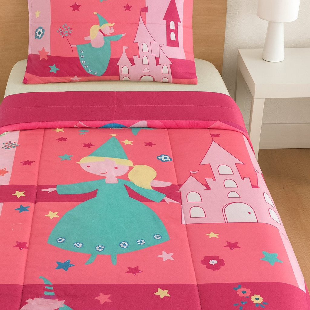 Edredom Infantil Solteiro Dupla Face Estampado Macio Confortável Colorido Lavável Para Quarto Menino Menina