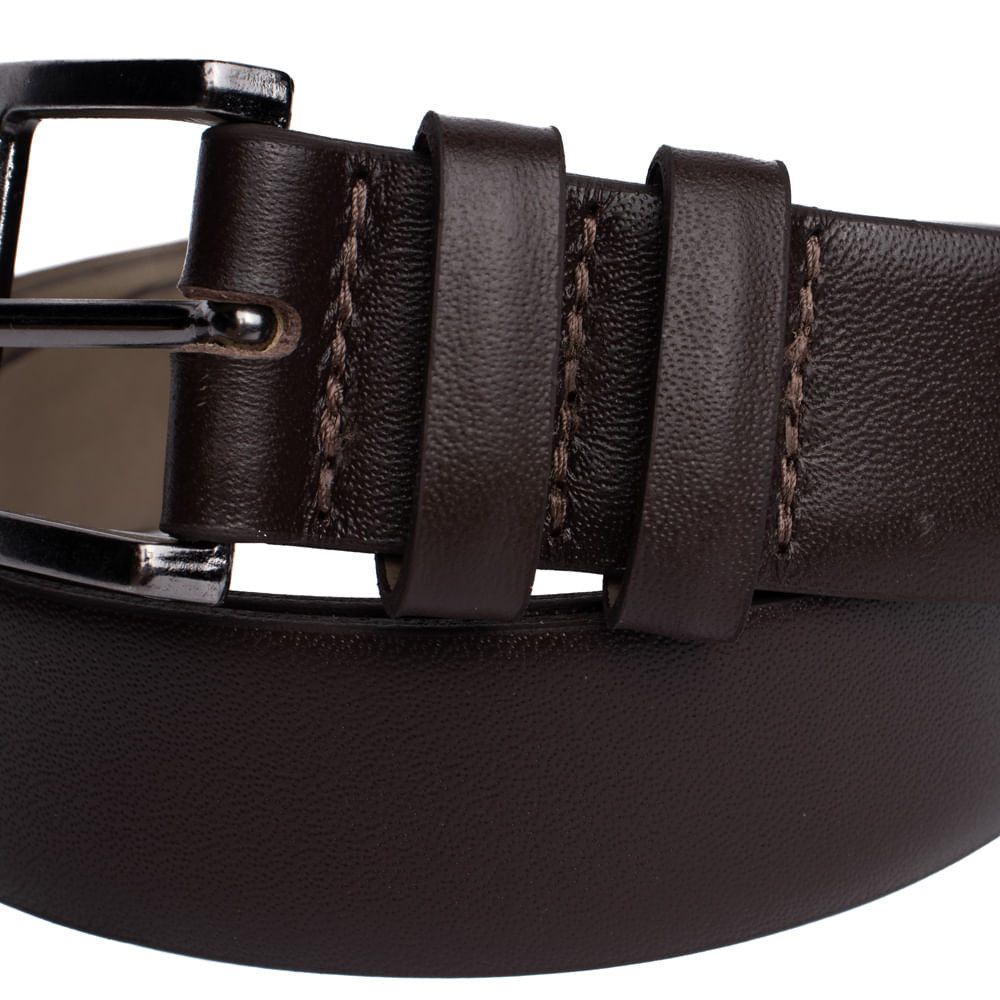Detalhes do Cinto Masculino Fasolo em Couro X001148-101 Café