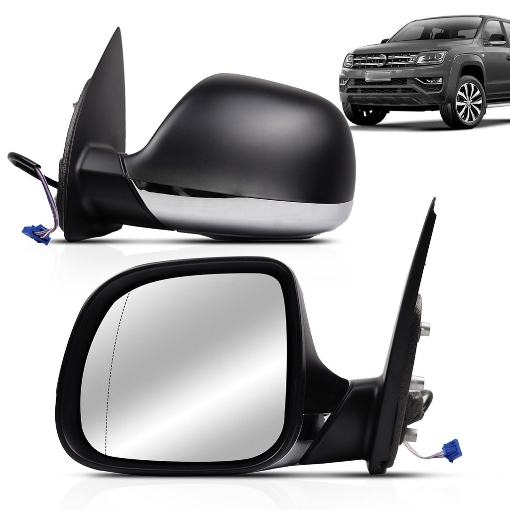 Retrovisor Amarok 10 11 12 13 14 15 16 17 18 19 20 21 2022 2023 Elétrico Capa Inferior Cromada