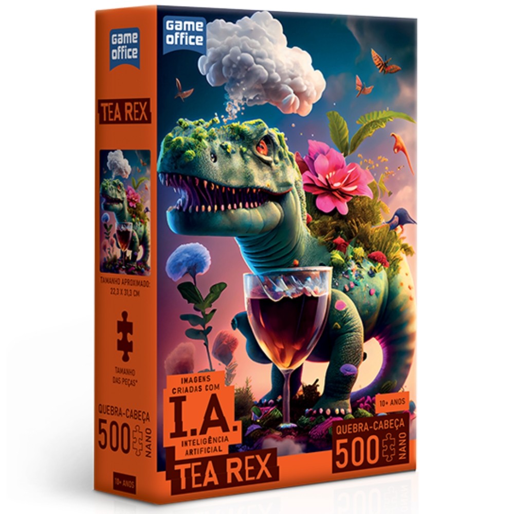 QUEBRA CABEÇA NANO TEA REX 500 PEÇAS PEQUENAS IA TOYSTER PUZZLE DINOSSAURO COLORIDO DINO CHÁ TARDE em Oferta na Shopee