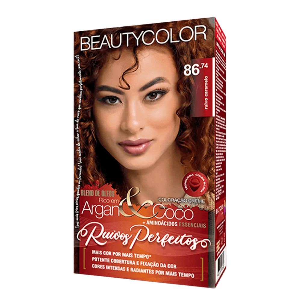 Kit Coloração Beauty Color Ruivos Perfeitos 86.74 Ruivo Caramelo em Oferta na Shopee