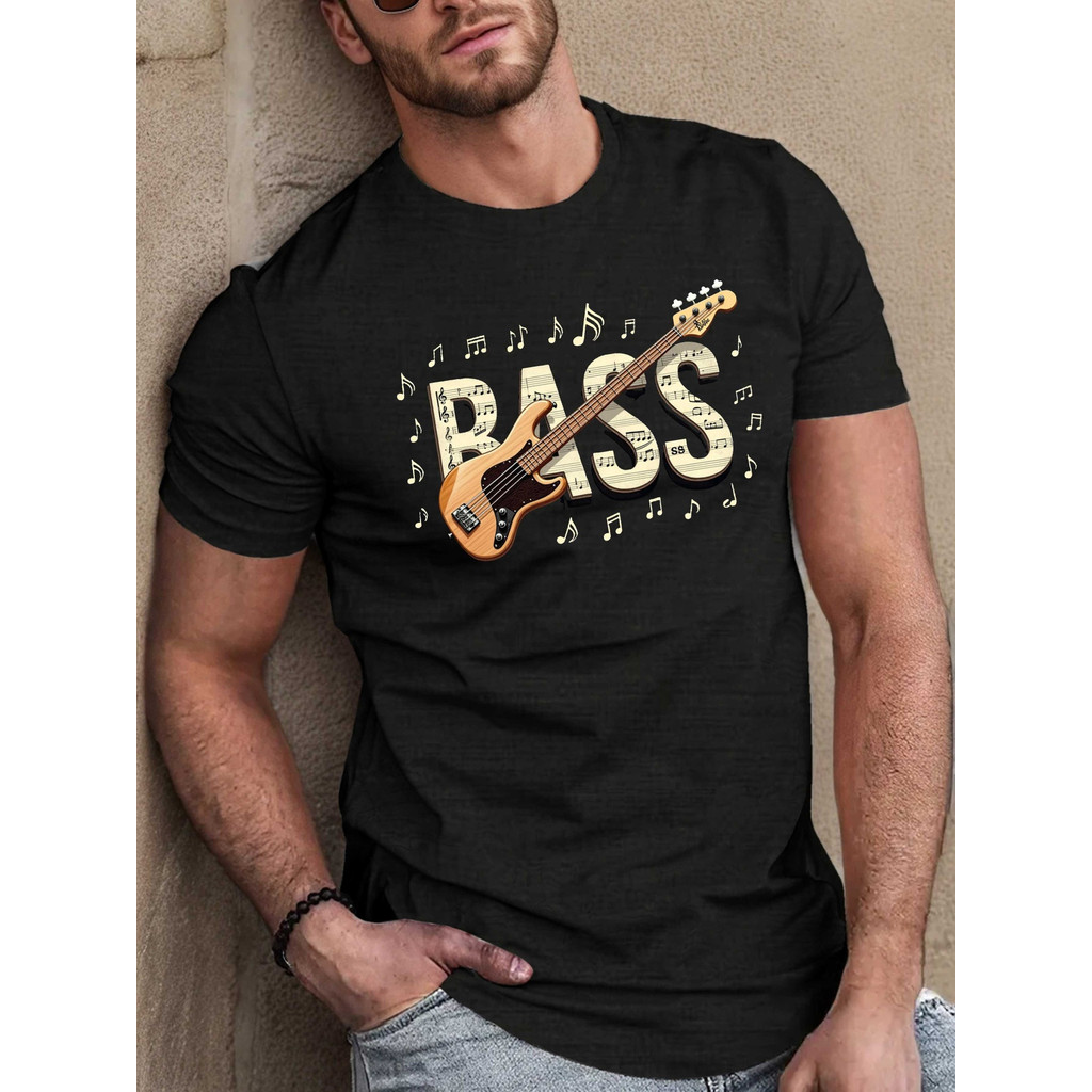 Camiseta Unissex Oversized Plus Size Feminina Masculina Premium Plus size Baixo Notas Musicais Básica  100% Algodão Conf