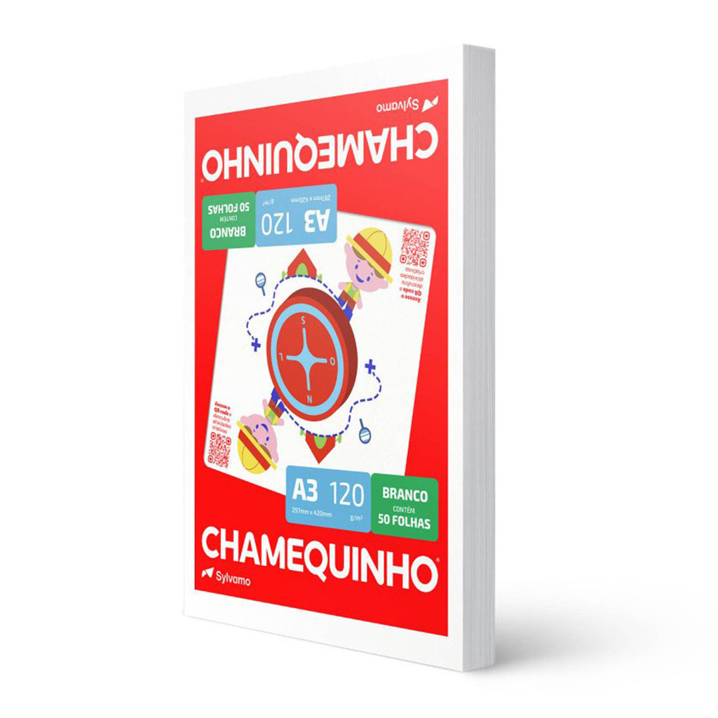 Papel sulfite A3 120g 297x420 com 50 folhas Chamequinho