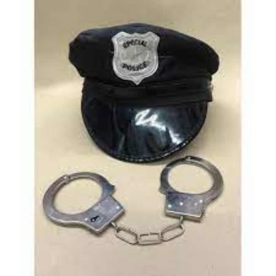 Kit Fantasia Chapéu Policial Quepe + Algemas de metal Fantasia Festa Cosplay em Oferta na Shopee
