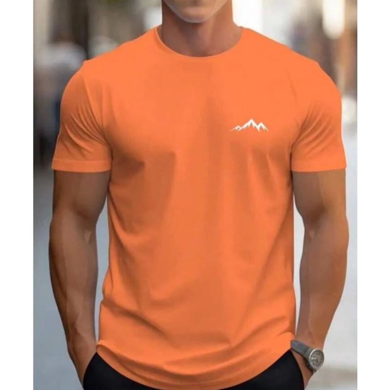 *OFERTA EXCLUSIVA* Camiseta de Manga curta Gola Redonda Homens Estampa Montanha Moda Primavera Verão — imagem 1