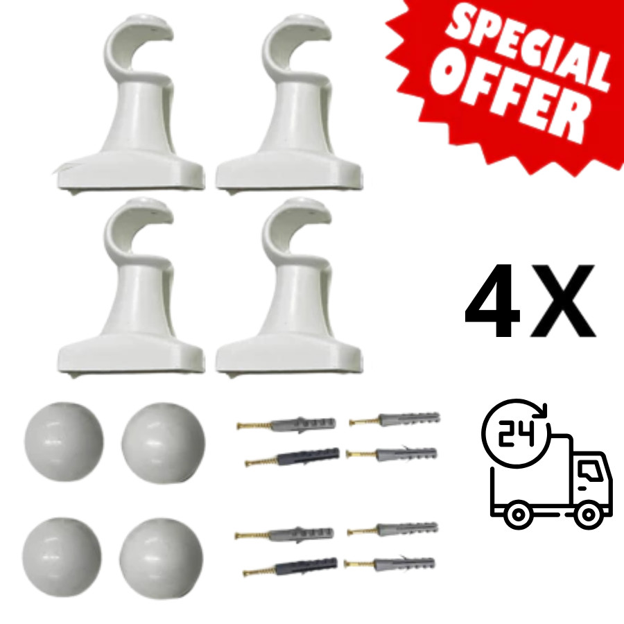 Kit Com 4 Suporte Para Varão de Cortina 19mm (Fino) em Plástico Com Ponteira Completo Reforçado Várias Cores em Oferta na Shopee