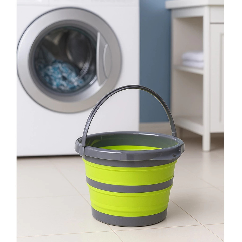 Balde Dobrável Retrátil Silicone Bacia Vasilha Cesto Redondo Alça Lavanderia Limpeza Roupas Camping
