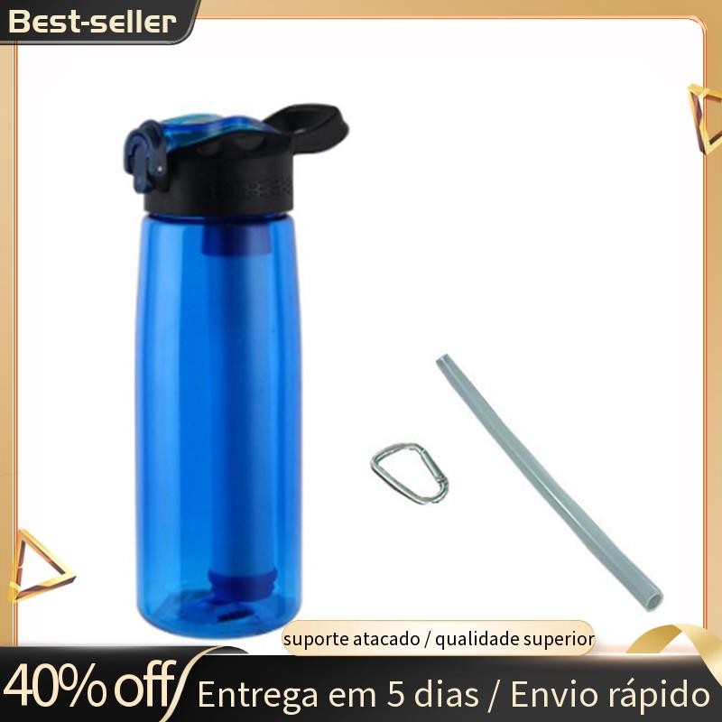 Garrafa De Água Com Filtro Tampa Fechadura Purificadora Grátis Para Viagens , Caminhadas , Camping , Emergência