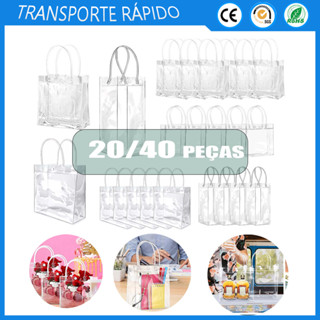 20/40 peças sacola de PVC transparente embalagem festa de noiva bebê batismo em Oferta na Shopee