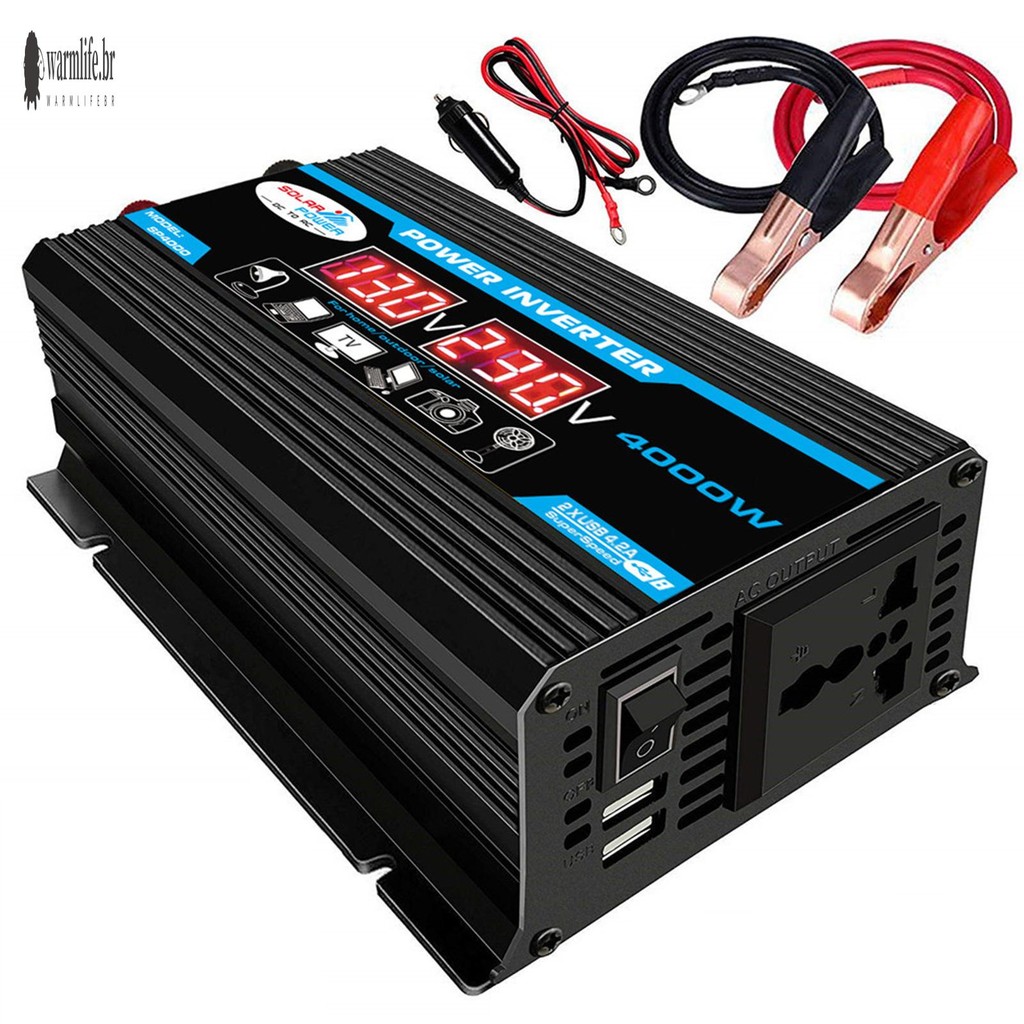 3000W 12V Inversor Ultrassônico USB Duplo Elétrico De Alta Potência