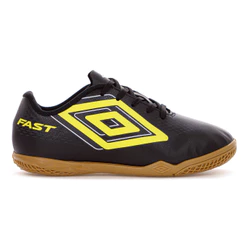 Chuteira Umbro Futsal Fast II Jr Preto Branco e Amarelo - Juvenil