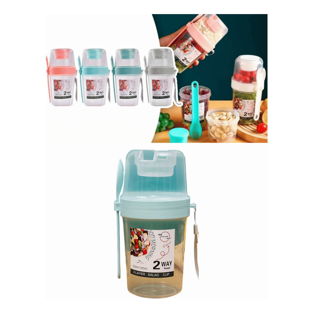Copo Para Salada Iogurte Alimentos Com Garfo E Molheira em Oferta na Shopee
