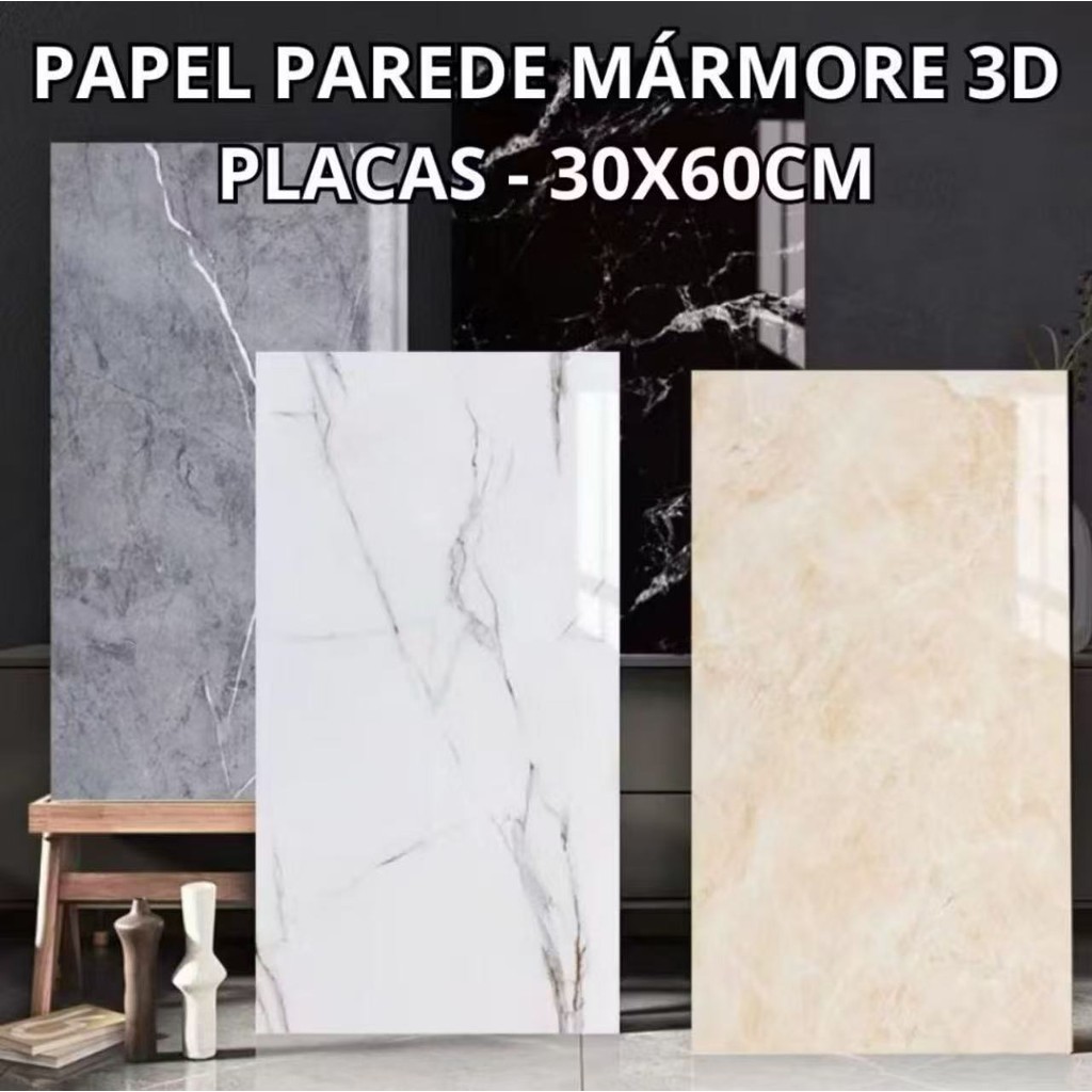 Adesivo de Parede Marmorizado 60x30cm para Cozinha – Autocolante Decorativo em Oferta na Shopee