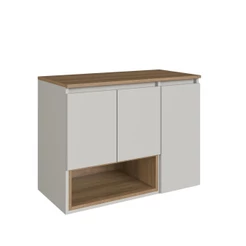Gabinete de Banheiro Suspenso 80cm 3 Portas 1 Nicho Mel/Arenas Cecília BL9220 - Faema Móveis