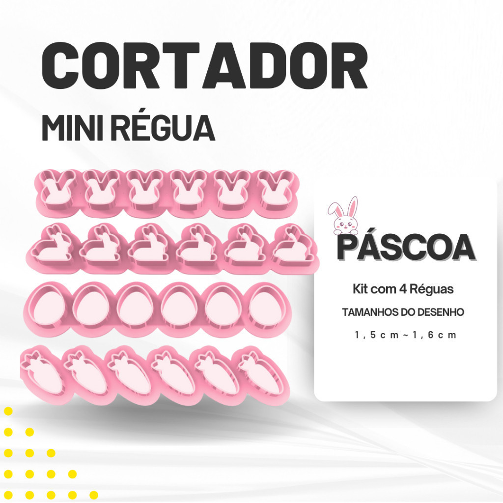 Kit Cortador Régua Miniatura Pascoa para Confeitaria Bolo Pasta Americana e Artesanato Massa Biscuit