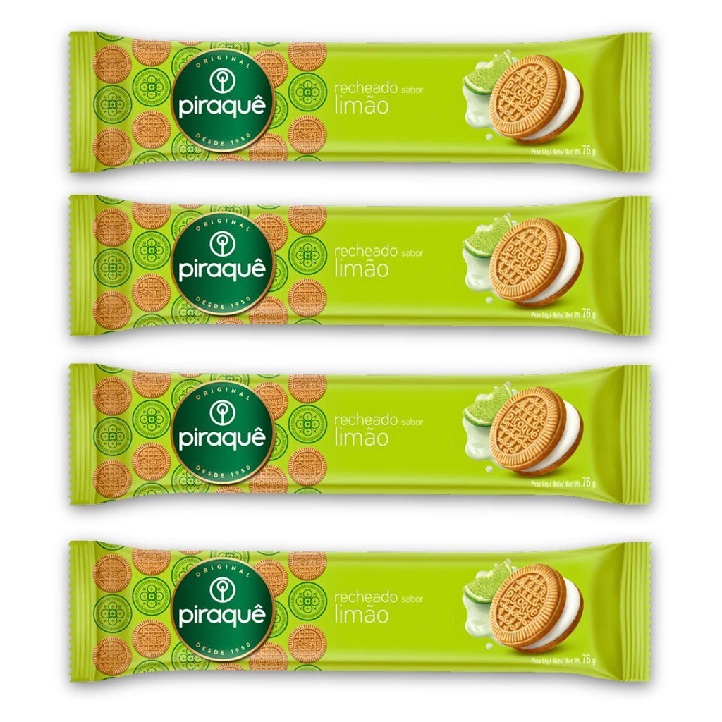 Kit 4un Pacote Biscoito 76G Piraquê Recheio Limão em Oferta na Shopee
