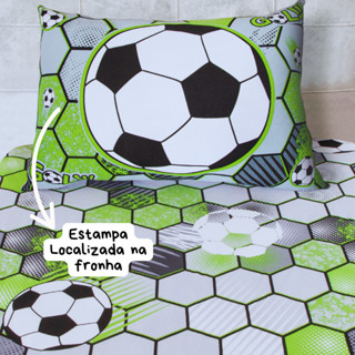 Jogo de Cama Solteiro Infantil Com Elástico Futebol Bola 2 Peças em Oferta na Shopee