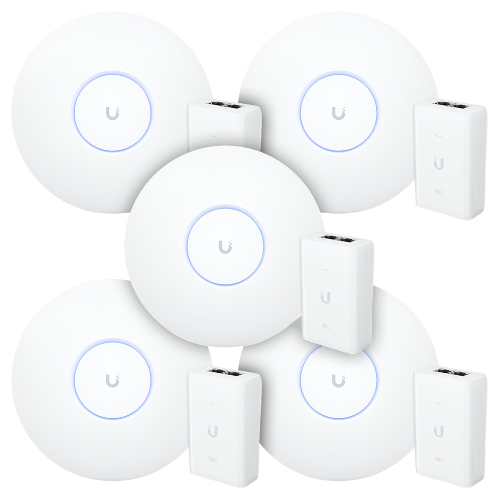 5 Roteadores WiFi 6 Access Point 5.3 Gbps + 5 Injetores PoE+ | 5 U6 Pro Ubiquiti