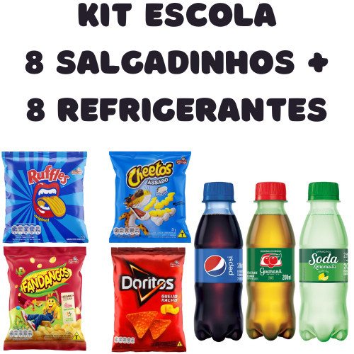 Kit Escola - 8 Salgadinhos Elma Chips Mini + 8 Refrigerantes Pet 200ml em Oferta na Shopee