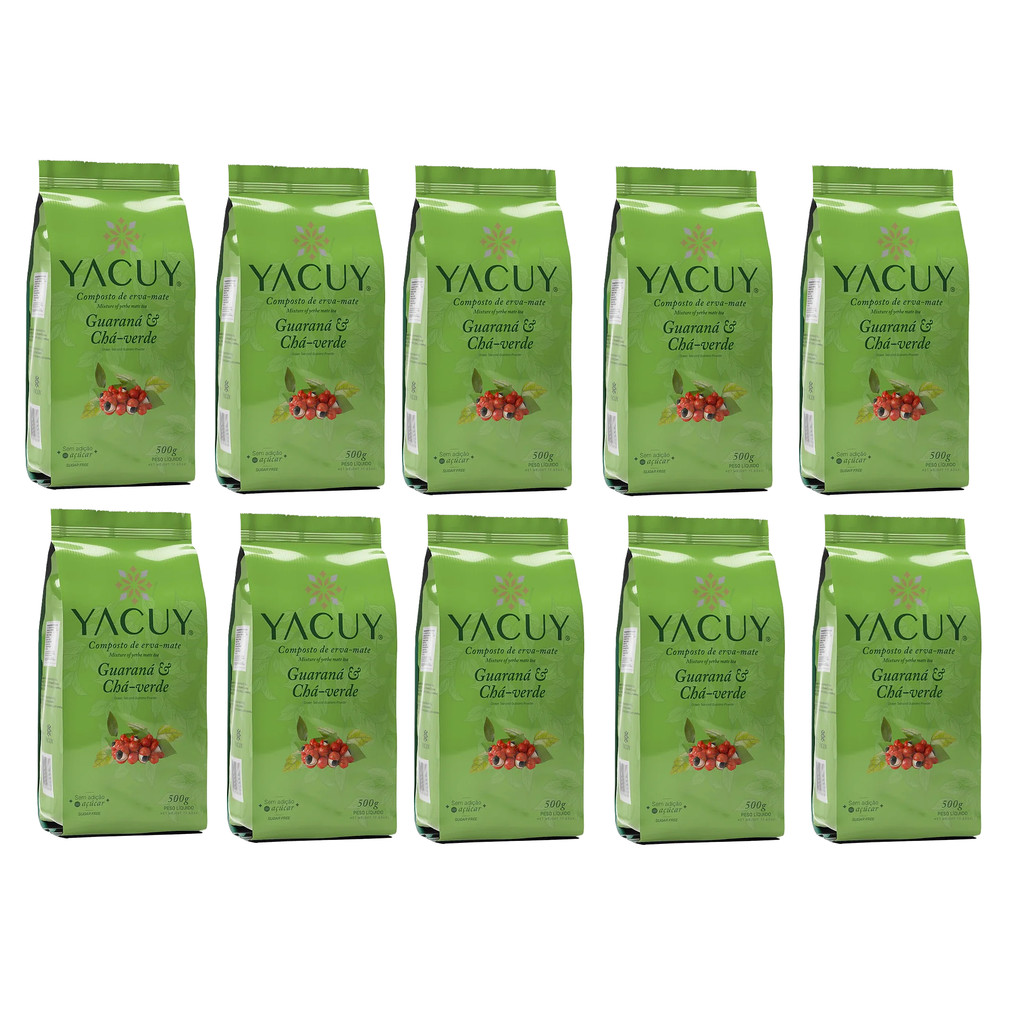 Kit 10 Erva Mate Composto Guaraná e Chá Verde Yacuy 500g