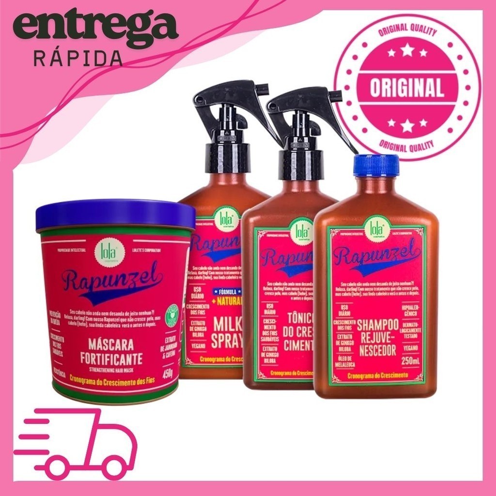 Lola Kit Rapunzel Linha de Crescimento - Shampoo + Máscara + Tonico + Milk