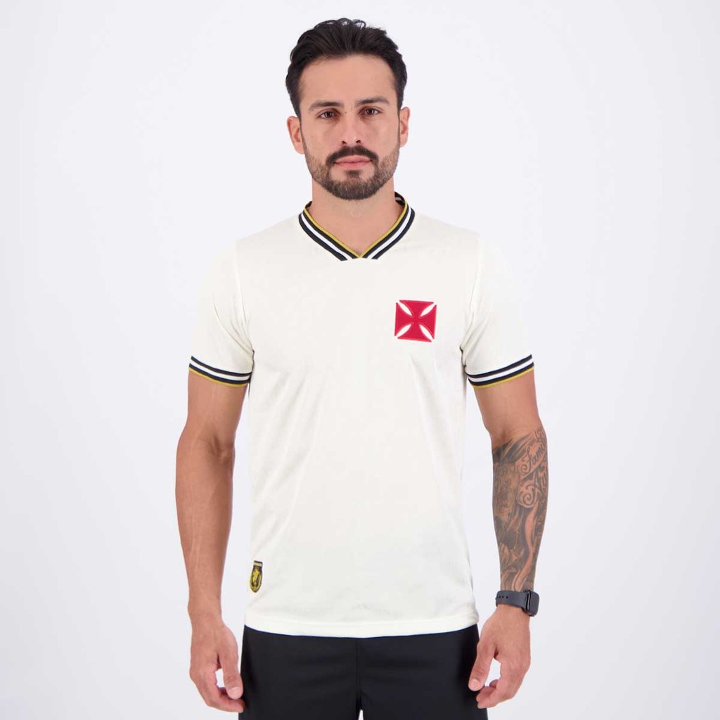 Camisa Vasco 1974 Jacquard Off White em Oferta na Shopee