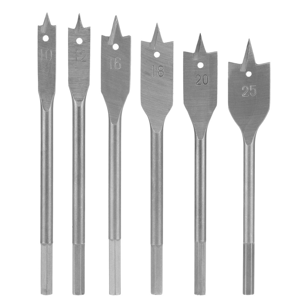 JOGO DE BROCAS CHATAS PARA MADEIRA, 10-25MM, HASTE SEXTAVADA, 6PCS // SPARTA em Oferta na Shopee