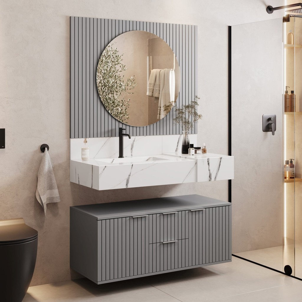 Armário para Banheiro Suspenso Ripy 100cm Cinza em Oferta na Shopee