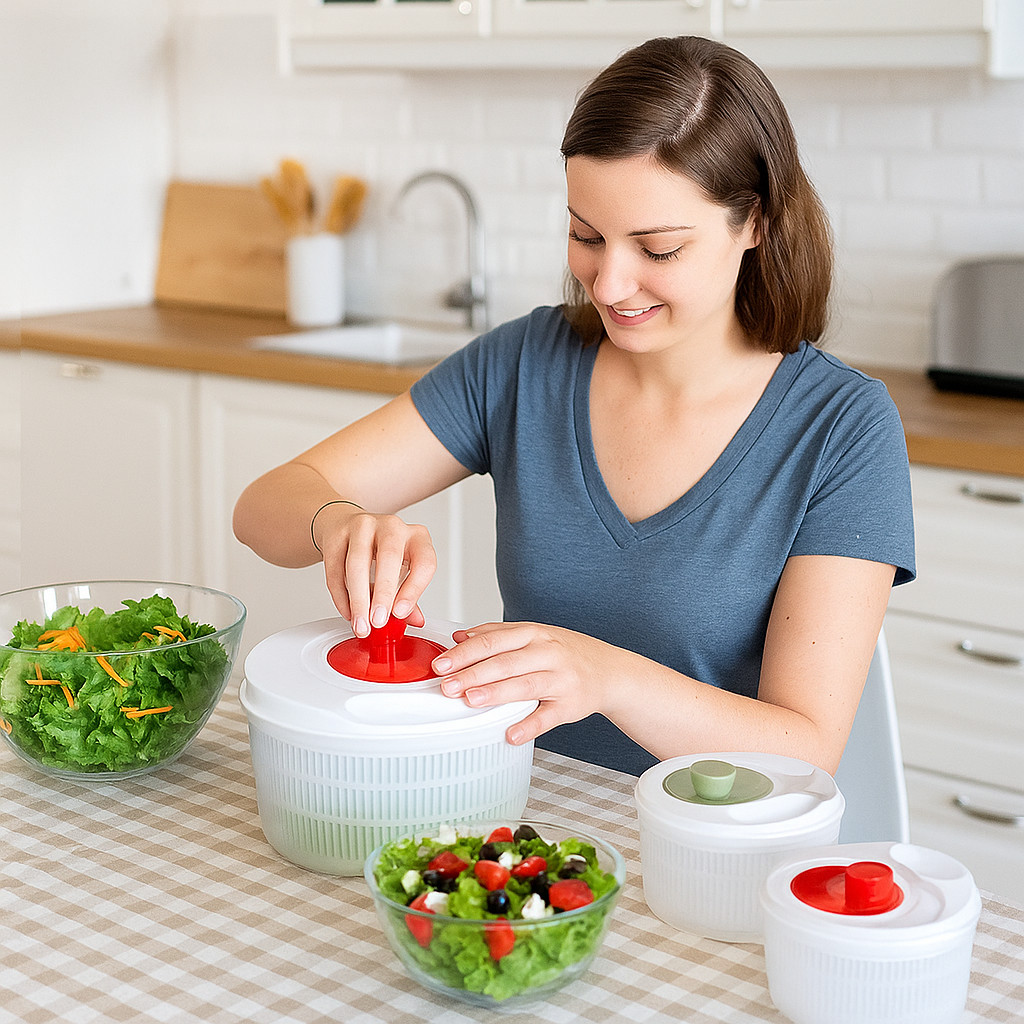 Centrifugador Manual Salada Escorredor Centrífuga De Salada Secador Verduras Manual 4 Litros