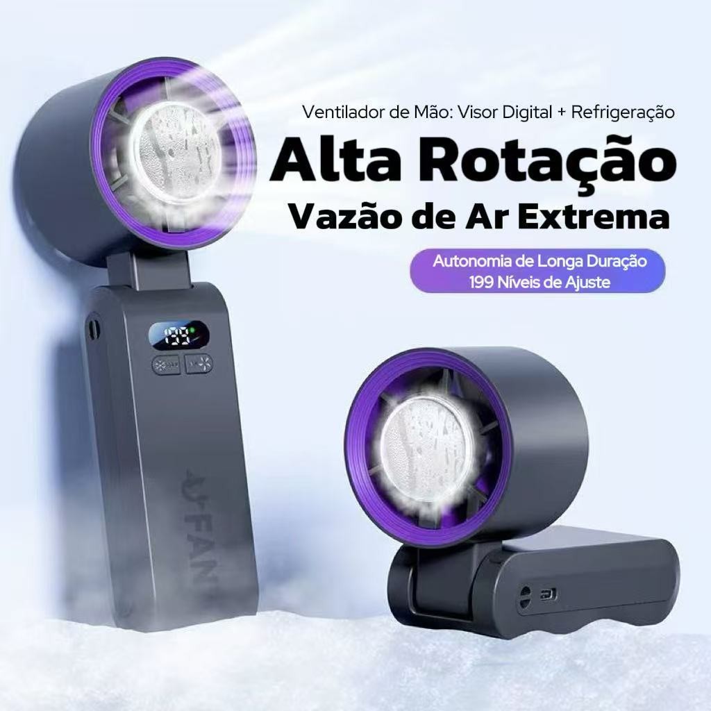 Ventilador Portátil 2025 com Geladeira - Frio Real, Uso em Pescoço e Mãos, 10h de Uso e Dobrável em Oferta na Shopee