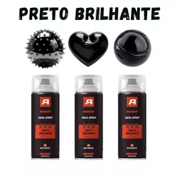 Kit 3 Premium Sprays de pintura Uso Geral 400ml - Autofix 400ml / 210g - Preto Brilhante