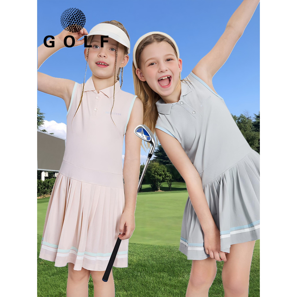 Golfe de secagem rápida saia infantil verão saia POLO sem mangas vestido colete saia menina esportes tênis saia