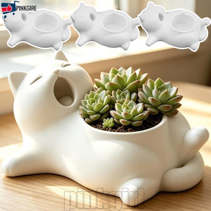 [Rdy Stk] 3-1 Unidade De Vasos De Flores Fofos Em Formato De Gato-Vaso De Cacto Impresso 3D-Enfeites De Gatinho-Decoraçã
