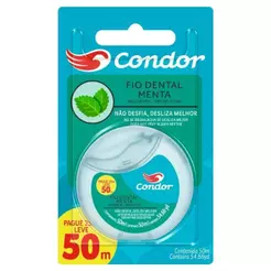 Fio Dental Condor Menta 50m - Embalagem com 6 Unidades
