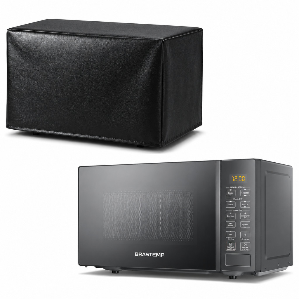 Capa Para Microondas Brastemp 20L BMS20AR Corino Preto Luxo