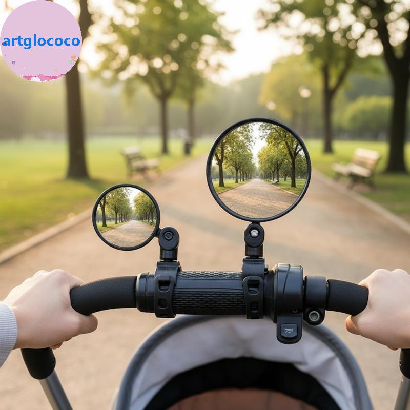 Conjunto De Espelho Retrovisor Para Bicicleta Artglococo Safety Cycling 360 ° Rotativo 2pcs Esquerda Direita Visão Clara