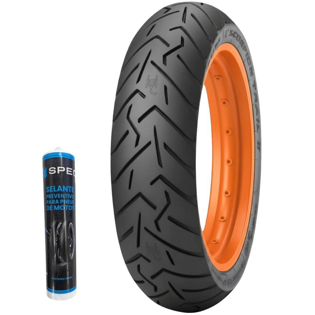 PNEU 150/70R-17 SCORPION TRAIL II PIRELLI 69V USO SEM CAMARA XT1200Z Tiger 800 F800GS + SELANTE FURO SPEC 300ML BRINDE