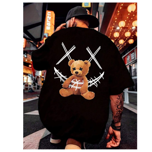 Camiseta Streetwear  Unissex Feminino Masculina Caimento Perfeito Urso X Algodão Moda Urbana