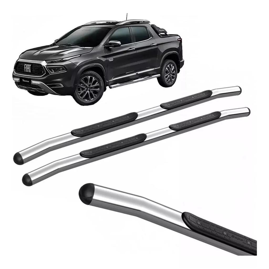 ESTRIBO TUBULAR TIPO ORIGINAL ACO CROMADO FIAT TORO 2016 A 2024 BEPO ENDURANCE FREEDOM VOLCANO