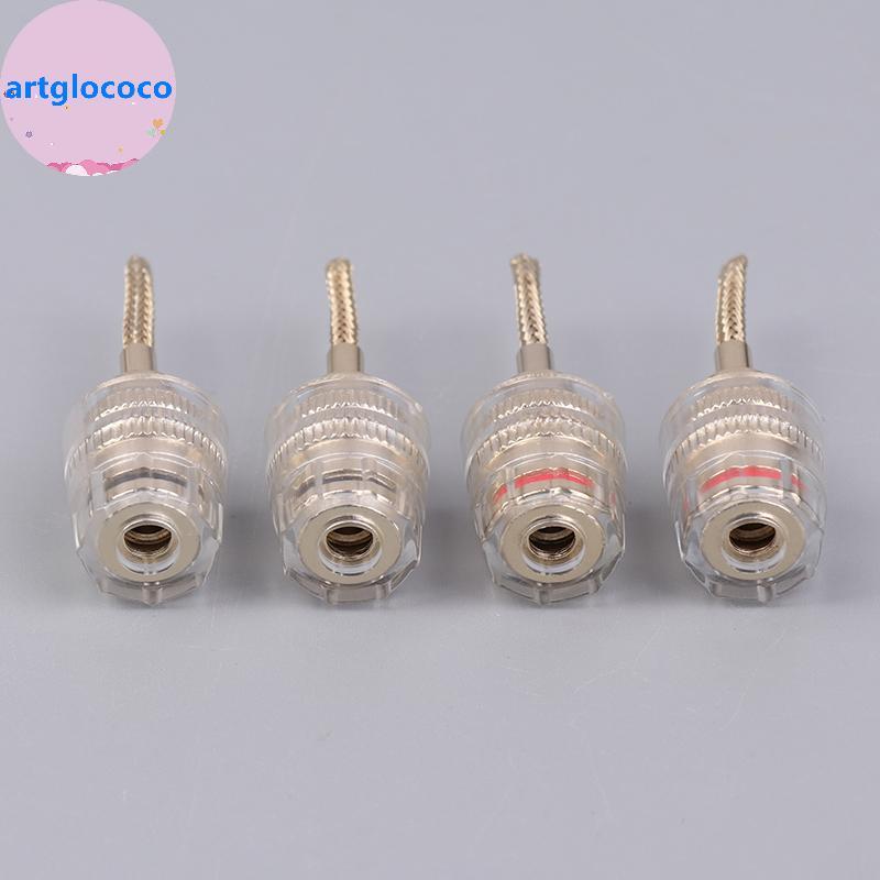Artglococo 2/4 Peças 4MM Banana Fêmea Para 2MM Conector De Pino Adaptador De Cabo HIFI Plugue Trançado Fio De Cobre Soet